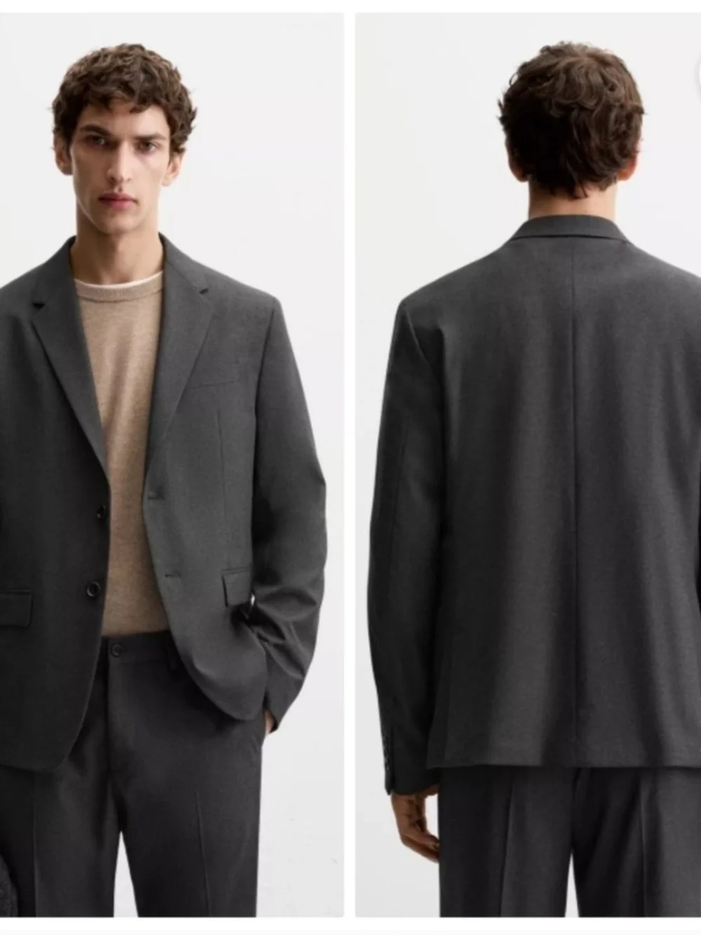 Zara Man NWT Comfort Suit wool blend blazer gray 5682/418
